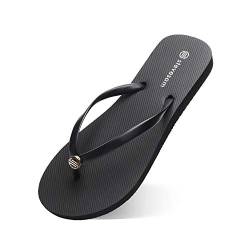 CLELLA Damen Slim Flip Flops Zehentrenner Sommer Damen Schuhe mit elegantem Mini Charm (Schwarz, Erwachsene, Damen, 36, Numerisch, EU Schuhgrößensystem, M) von CLELLA