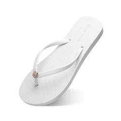 CLELLA Damen Slim Flip Flops Zehentrenner Sommer Damen Schuhe mit elegantem Mini Charm 36 von CLELLA