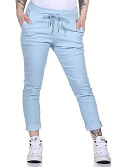 CLEO STYLE Damen Jogginghose im Vintage Look Sweatpants für Freizeit Sport und Fitness 88 (Hellblau) von CLEO STYLE