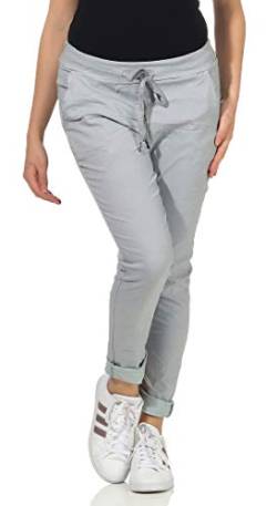 CLEO STYLE Damen Jogginghose im Vintage Look Sweatpants für Freizeit Sport und Fitness 88 (Hellgrau) von CLEO STYLE