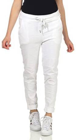 CLEO STYLE Damen Jogginghose im Vintage Look Sweatpants für Freizeit Sport und Fitness 88 (Weiß) von CLEO STYLE