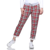 CLEO STYLE Jogginghose Damen Jogginghose 2581 36-40 Rot Weiß Karo von CLEO STYLE