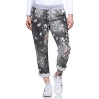 CLEO STYLE Jogginghose Damen Jogginghose 2581 36-40 Schwarz / Blume von CLEO STYLE