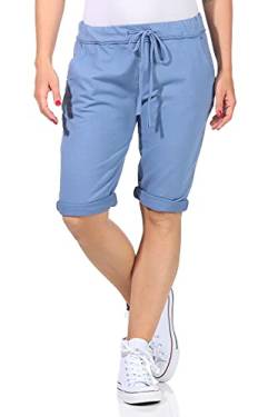 CLEO STYLE Kurze Damen Bermuda, leichte luftige Hose für den Sommer, kurzer Jogger für Freizeit und Strand 1212 (Blau, 42-46, one_Size) von CLEO STYLE
