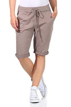 CLEO STYLE Kurze Damen Bermuda, leichte luftige Hose für den Sommer, kurzer Jogger für Freizeit und Strand 1212 (Schlamm, 42-46, one_Size) von CLEO STYLE