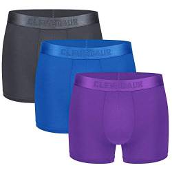 CLEVEDAUR Herren Unterwäsche 3er Pack Micro Modal Trunks Unterwäsche für Herren, K: 3 Stück, grau/blau/violett, 10,2 cm (ohne Eingriff), X-Large von CLEVEDAUR