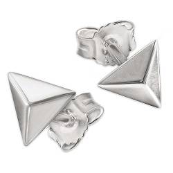 CLEVER SCHMUCK Dreieckspyramide Ohrstecker 6 mm schlicht glänzend 925 Sterling Silber für Damen Herren im Schmucketui von CLEVER SCHMUCK
