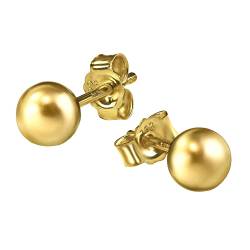CLEVER SCHMUCK Goldene Paar kleine Damen Ohrstecker mit Kugel Ø 4 mm glänzend 333 GOLD 8 KARAT von CLEVER SCHMUCK