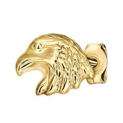 CLEVER SCHMUCK Goldener einzelner Herren Single Ohrring als Ohrstecker Adler als Adlerkopf 8 x 6 mm glänzend 333 GOLD 8 KARAT (1 Stück) von CLEVER SCHMUCK