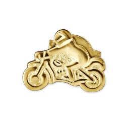 CLEVER SCHMUCK Goldener einzelner Single Ohrstecker Motorradfahrer links glänzend 333 GOLD 8 KARAT im Etui sand von CLEVER SCHMUCK