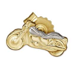 CLEVER SCHMUCK Goldener kleiner Ohrring als Single Ohrstecker Mini Motorrad 8 x 4 mm bicolor links glänzend 333 GOLD 8 KARAT für Damen oder Herren im Etui sand von CLEVER SCHMUCK