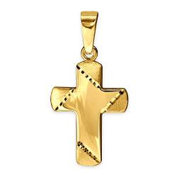 CLEVER SCHMUCK Goldenes kleines Kinderkreuz 11 x 8 mm Balkenenden matt diamantiert innen glänzend 333 GOLD 8 KARAT von CLEVER SCHMUCK