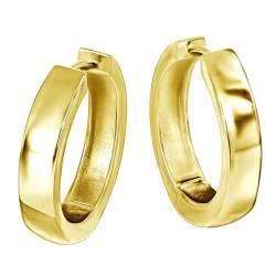 CLEVER SCHMUCK Paar goldene schlichte Creolen Ø 19 mm 3,5 mm breit glänzend Sterling Silber 925 goldplattiert für Herren, Damen, Jugendliche im Etui weiß von CLEVER SCHMUCK