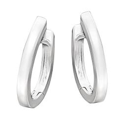 CLEVER SCHMUCK Silberne Damen Creolen 18 x 13 mm schlicht schmal glänzend Sterling Silber 925 im Etui weiß von CLEVER SCHMUCK