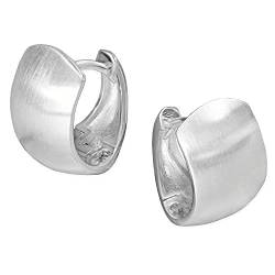 CLEVER SCHMUCK Silberne Damen Creolen schlicht 14 mm breite Form leicht oval matt Rückseite glänzend 925 Sterling Silber von CLEVER SCHMUCK