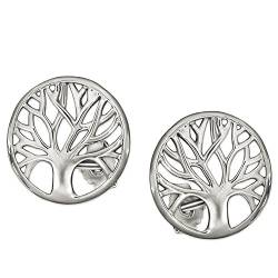 CLEVER SCHMUCK Silberne Lebensbaum Ohrringe als Ohrstecker Baum des Lebens Ø 9 mm schlicht glänzend 925 STERLING SILBER im Etui weiß von CLEVER SCHMUCK