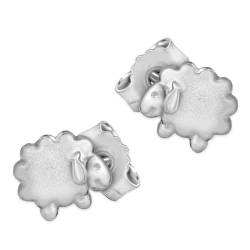 CLEVER SCHMUCK Silberne kleine Mädchen Ohrringe als Ohrstecker Mini Schaf 5 mm schlicht teils matt und glänzend STERLING SILBER 925 im Etui weiß von CLEVER SCHMUCK