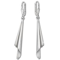 CLEVER SCHMUCK Silberne lange Damen Ohrringe als Ohrhänger 53 mm kegelförmig eingerollte 3D Form Tüte Rolle glänzend STERLING SILBER 925 im Etui weiß von CLEVER SCHMUCK