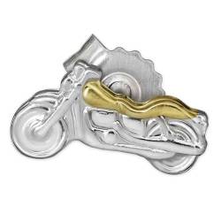 CLEVER SCHMUCK Silberner einzelner sehr kleiner Single Ohrstecker Mini Motorrad 8 x 4 mm teilvergoldet glänzend bicolor STERLING SILBER 925 (1 Stück) von CLEVER SCHMUCK