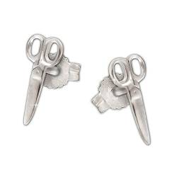 CLEVER SCHMUCK Silbernes Paar Scherenohrringe als Ohrstecker Schere geschlossen 11 mm glänzend 925 Sterling Silber im Etui weiß von CLEVER SCHMUCK