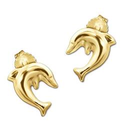 Clever Schmuck Goldene kleine Damen Ohrringe als Ohrstecker Mini Delfin 7 x 6 mm schlicht glänzend 333 GOLD 8 KARAT von CLEVER SCHMUCK