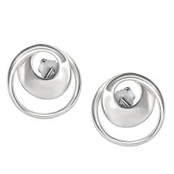 Clever Schmuck Silberne Damen Ohrstecker Ø 8 mm mit Kringel verschnörkelt runde schlichte Form STERLING SILBER 925 von CLEVER SCHMUCK