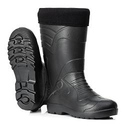 CLIMBR Ultraleichte gefütterte Gummistiefel Herren EVA Thermo 40-49 warme Winter Stiefel Arbeitsstiefel mit Futter Anglerstiefel (Schwarz, 44) von CLIMBR