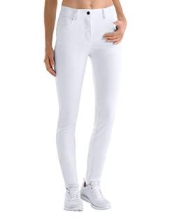 CLINIC DRESS Hose - Damen Stretch Hose 5-Pocket mit Teilgummibund, hoher Bund, Schrittlänge ca. 78 cm, eng anliegend, sehr figurbetont weiß 34 von CLINIC DRESS