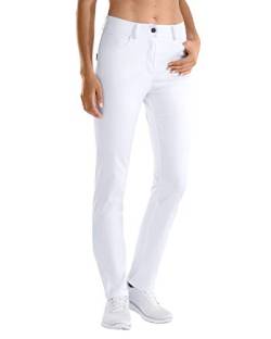 CLINIC DRESS Hose - Damen Stretch Hose 5-Pocket mit Teilgummibund, hoher Bund, Schrittlänge ca. 78 cm weiß 36 von CLINIC DRESS
