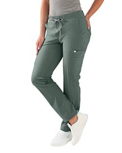 CLINIC DRESS Hose I kaere I Damen-Schlupfhose Pflegehose Arbeitsbekleidung I Gerades Bein Stretch I dunkelgrün XL von CLINIC DRESS