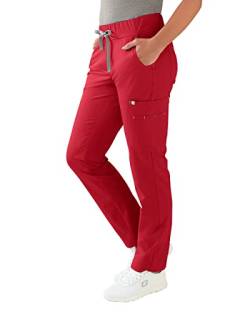 CLINIC DRESS Hose I kaere I Damen-Schlupfhose Pflegehose Arbeitsbekleidung I Gerades Bein Stretch I rot L von CLINIC DRESS