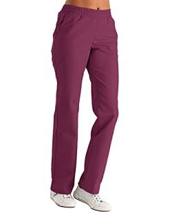 CLINIC DRESS Hose für Damen, lässige Beinweite, Rundumgummibund und zusätzliche Kordel im Bund innen, 2 Seitentaschen, 50% Baumwolle, 95 Grad Wäsche Berry S von CLINIC DRESS