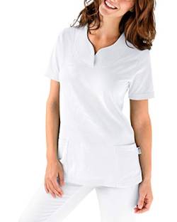 CLINIC DRESS Longshirt - Damen Shirt leicht tailliert 1/2 Arm hinten länger Saum abgerundet 60° Wäsche weiß 38/40 von CLINIC DRESS
