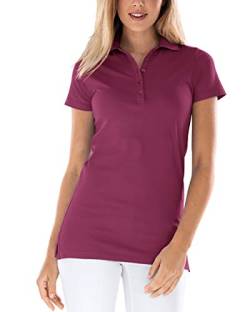 CLINIC DRESS Longshirt mit Polokragen Damen-Shirt 72 cm lang mit Seitenschlitzen, mit Stretch 60 Grad waschbar Berry 38/40 von CLINIC DRESS