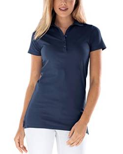 CLINIC DRESS Longshirt mit Polokragen Damen-Shirt 72 cm lang mit Seitenschlitzen, mit Stretch 60 Grad waschbar Navy 46/48 von CLINIC DRESS