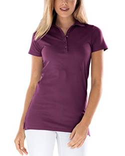 CLINIC DRESS Longshirt mit Polokragen Damen-Shirt 72 cm lang mit Seitenschlitzen, mit Stretch 60 Grad waschbar Pflaume 54/56 von CLINIC DRESS