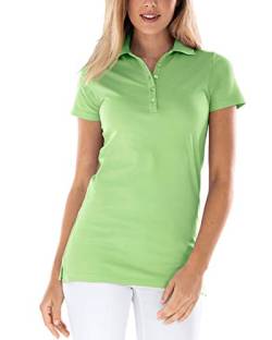 CLINIC DRESS Longshirt mit Polokragen Damen-Shirt 72 cm lang mit Seitenschlitzen, mit Stretch 60 Grad waschbar apfelgrün 42/44 von CLINIC DRESS
