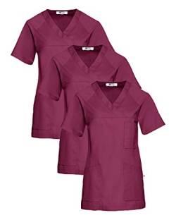 CLINIC DRESS Schlupfkasack 3er-Pack Damen Kasacks für Pflege Ärzte und Ärztinnen Praxisteam V-Ausschnitt Raglanärmel 95 Grad Wäsche Berry 5XL von CLINIC DRESS