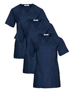 CLINIC DRESS Schlupfkasack 3er-Pack Damen Kasacks für Pflege Ärzte und Ärztinnen Praxisteam V-Ausschnitt Raglanärmel 95 Grad Wäsche Navy 5XL von CLINIC DRESS
