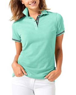 CLINIC DRESS Shirt Polo Damen 1/2 Arm - leicht tailliert Polokragen 95% Baumwolle, für Krankenschwestern, Ärzte und Pflegepersonal Aqua Green/dunkelgrau Melange 38/40 von CLINIC DRESS