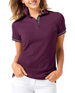CLINIC DRESS Shirt Polo Damen 1/2 Arm - leicht tailliert Polokragen 95% Baumwolle, für Krankenschwestern, Ärzte und Pflegepersonal Pflaume/dunkelgrau Melange 38/40 von CLINIC DRESS