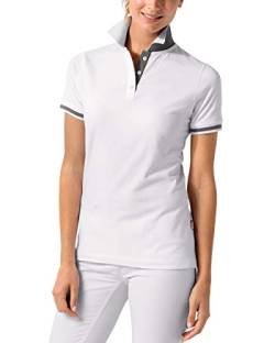 CLINIC DRESS Shirt Polo Damen 1/2 Arm - leicht tailliert Polokragen 95% Baumwolle, für Krankenschwestern, Ärzte und Pflegepersonal weiß/dunkelgrau Melange 38/40 von CLINIC DRESS