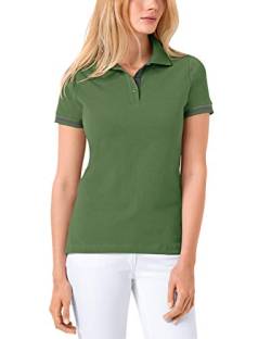 CLINIC DRESS Shirt Polo Damen 1/2 Arm - leicht tailliert Polokragen 95% Baumwolle, für Krankenschwestern, Ärzte und Pflegepersonal wiesengrün/dunkelgrau Melange 38/40 von CLINIC DRESS