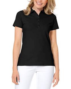 CLINIC DRESS Shirt Poloshirt für Damen - Kurzarm Stretch mit 96% Baumwolle für Krankenschwestern, Ärztinnen und Pflegepersonal schwarz 38/40 von CLINIC DRESS