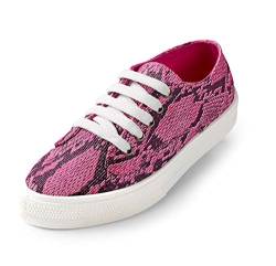 Damen Fashion Sommer Sneaker Halbschuhe Freizeit pink Glitzer Schuhe Schnürschuhe Textil Animal (42 EU) von CLINIC DRESS