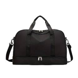 Erweiterbare Reisegepäcktasche, Sporthandtasche, Fitness, große Kapazität, Damen-Umhängetasche (Color : Black, Size : 46x32cm) von CLIQR