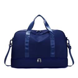 Erweiterbare Reisegepäcktasche, Sporthandtasche, Fitness, große Kapazität, Damen-Umhängetasche (Color : Dark Blue, Size : 46x32cm) von CLIQR