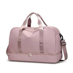 Erweiterbare Reisegepäcktasche, Sporthandtasche, Fitness, große Kapazität, Damen-Umhängetasche (Color : Dark Pink, Size : 46x32cm) von CLIQR