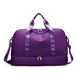 Erweiterbare Reisegepäcktasche, Sporthandtasche, Fitness, große Kapazität, Damen-Umhängetasche (Color : Dark Purple, Size : 46x32cm) von CLIQR