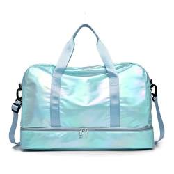 Erweiterbare Reisegepäcktasche, Sporthandtasche, Fitness, große Kapazität, Damen-Umhängetasche (Color : G Blue, Size : 46x32cm) von CLIQR